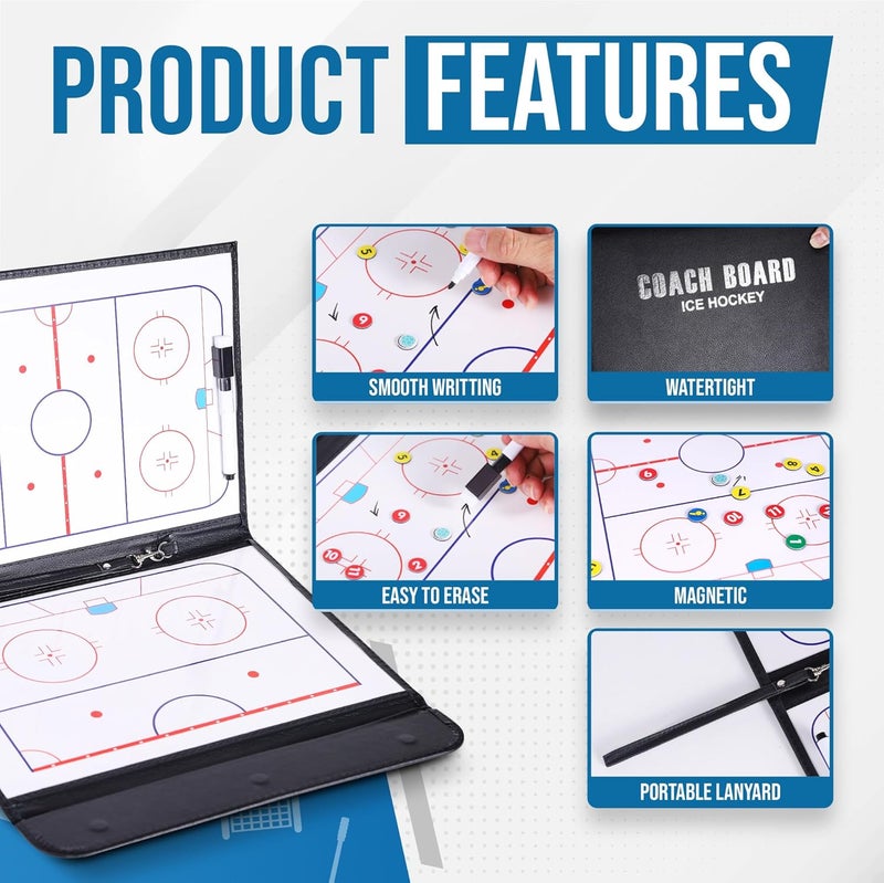 ZPU Dry Erase Coaching Board, Magnetic Coaches Clipboards, Portable Foldable Tactics Board with Dry Erase Marker Pen and Magnets – Basketball, Football, Soccer, Hockey - Image 4